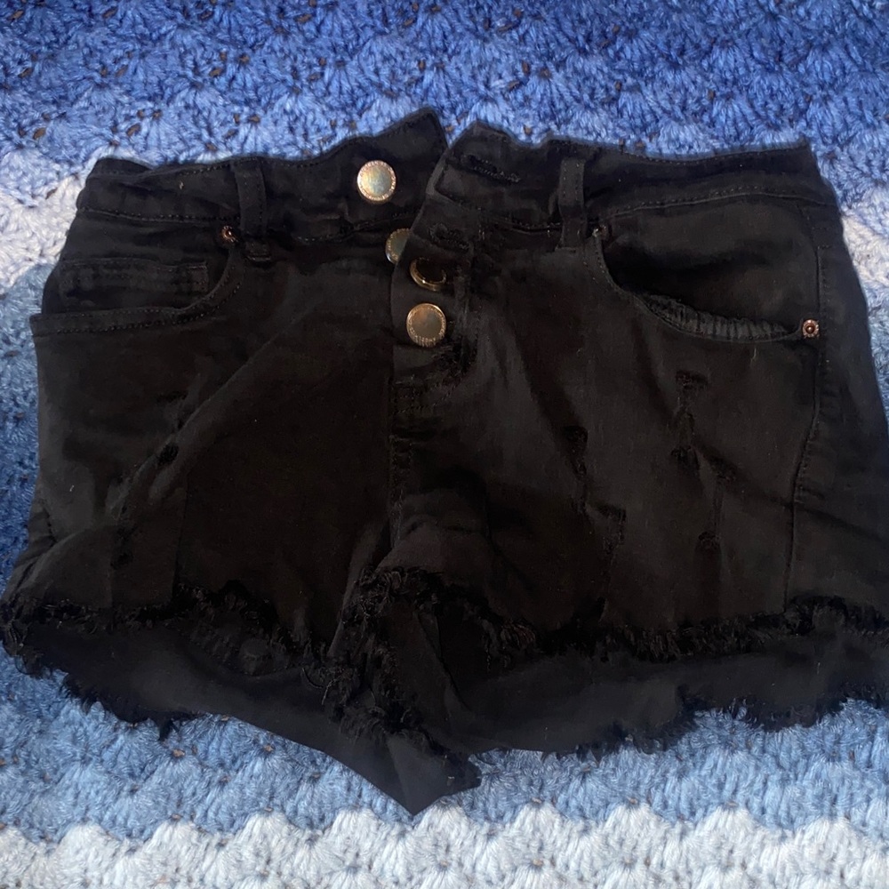 Black Distressed Women Shorts